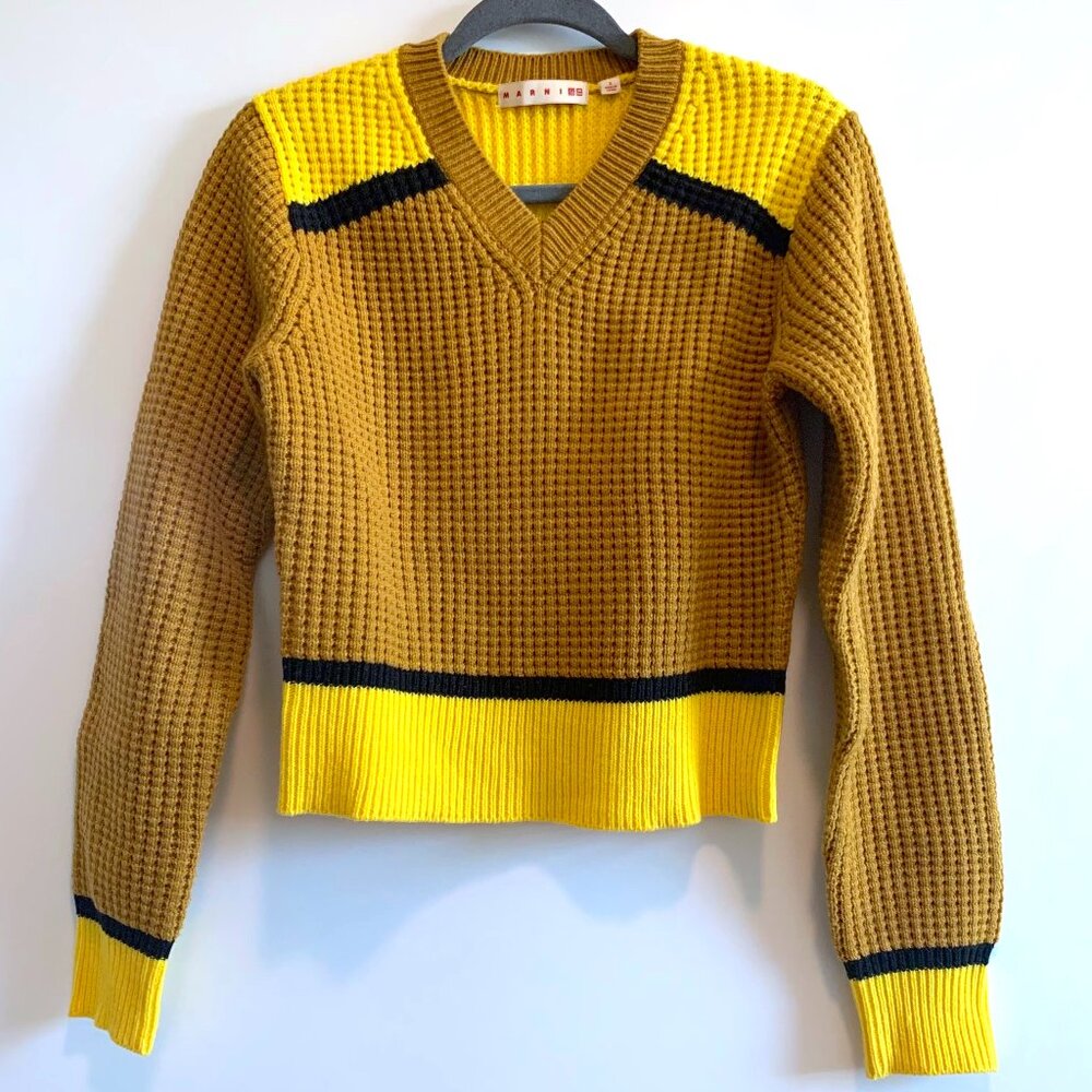 Marni for Uniqlo Color Block V-Neck Sweater